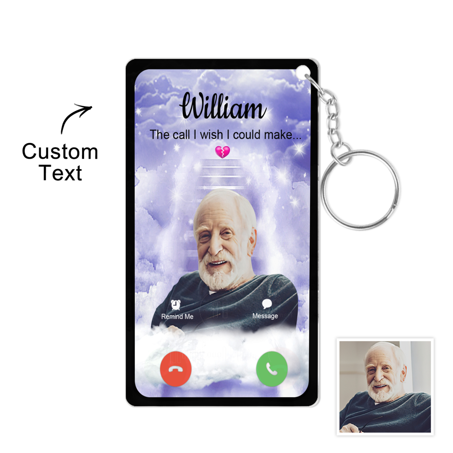 Personalized Acrylic Keychain The Call I Wish I Could Take Memorial Sympathy Gift Remembrance Custom Engraving Photo Keychain - soufeelus
