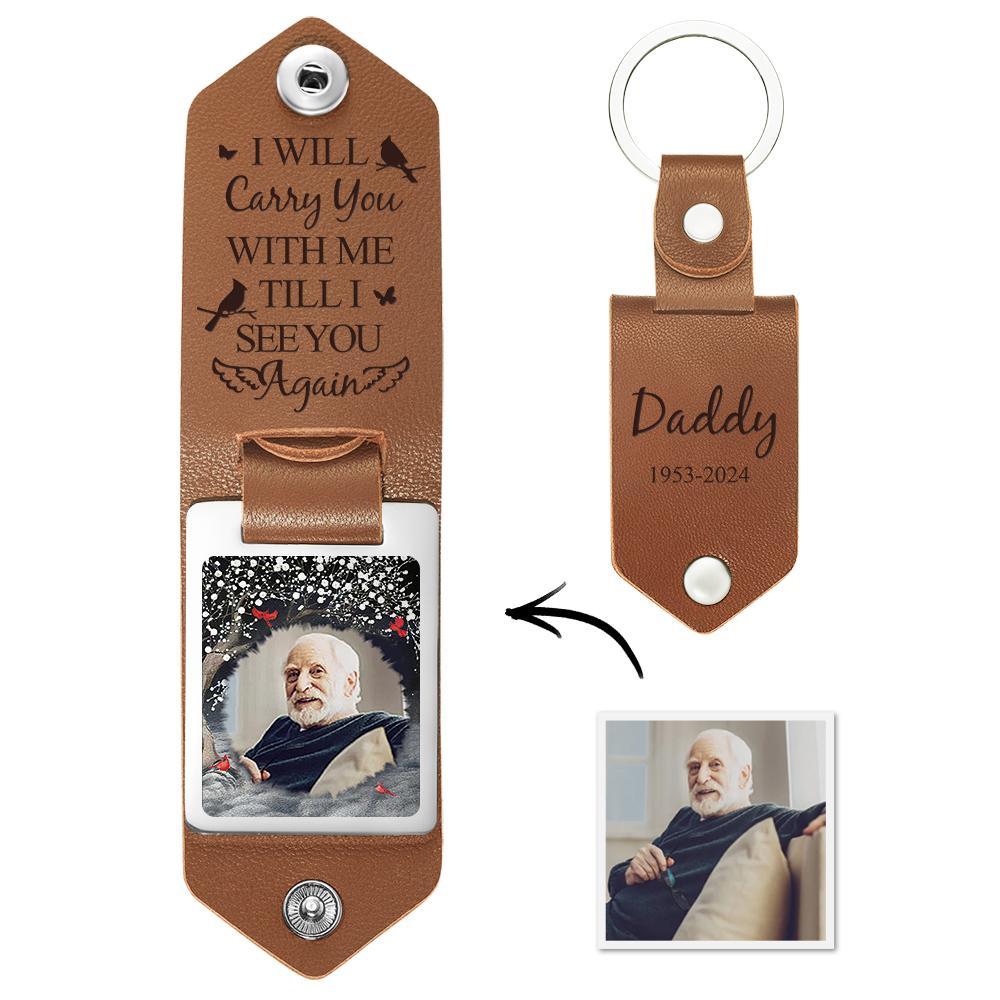 Custom Leather Photo Keychain Until I See You Again Unique Design Gift - soufeelus