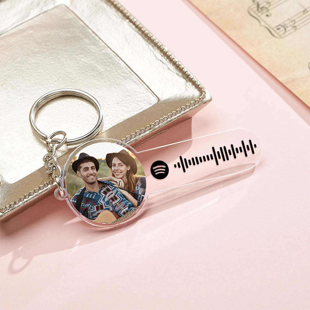 Personalized Photo Music Acrylic Keychain Custom Spotify Song keychain - soufeelus