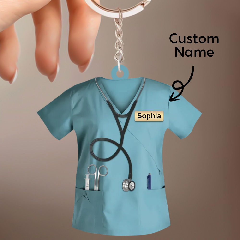 Custom Nurse Uniform Keychain Acrylic Keychain With Text Unique Gift For Nurse
