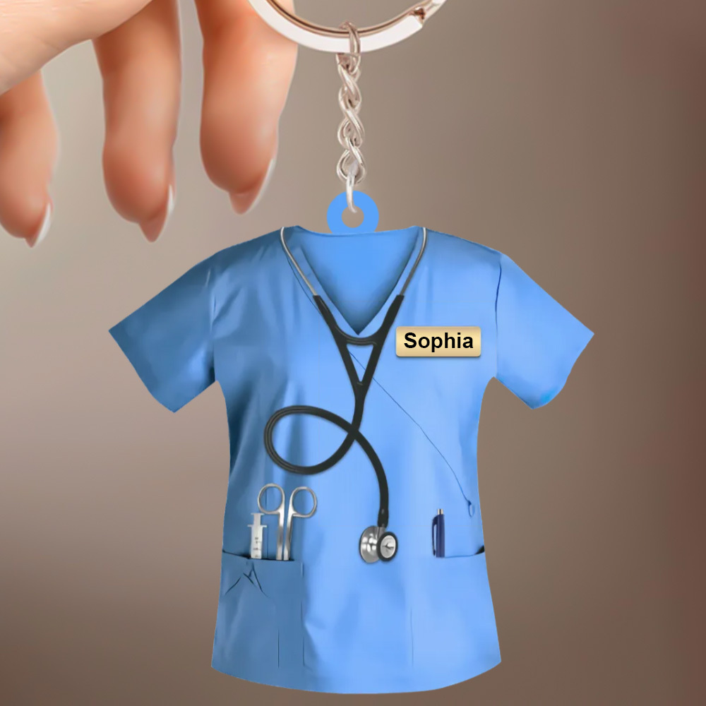 Custom Nurse Uniform Keychain Acrylic Keychain With Text Unique Gift For Nurse - soufeelus