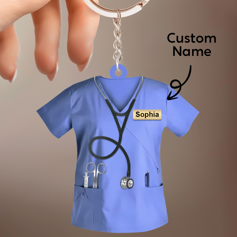 Custom Nurse Uniform Keychain Acrylic Keychain With Text Unique Gift For Nurse - soufeelus