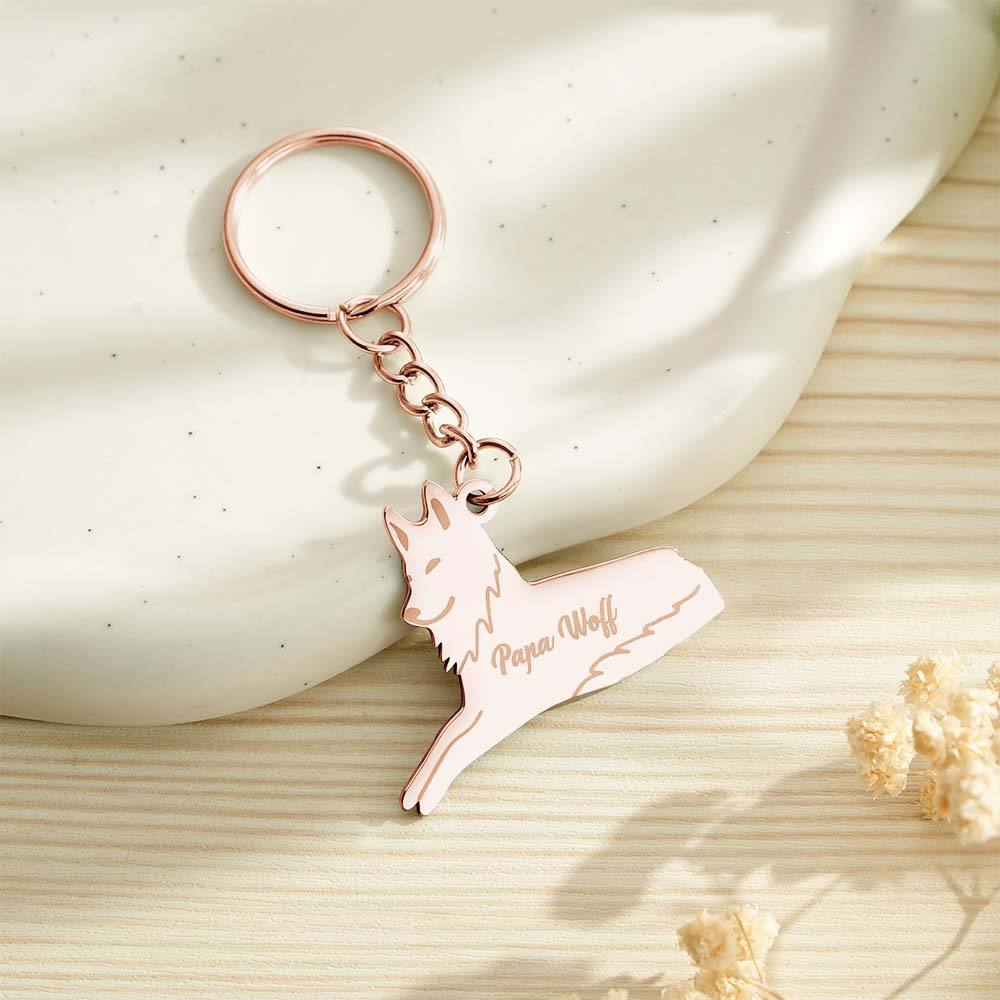 Personalized Wolf Keychain with Engraved Family Names Gift for Family - soufeelus