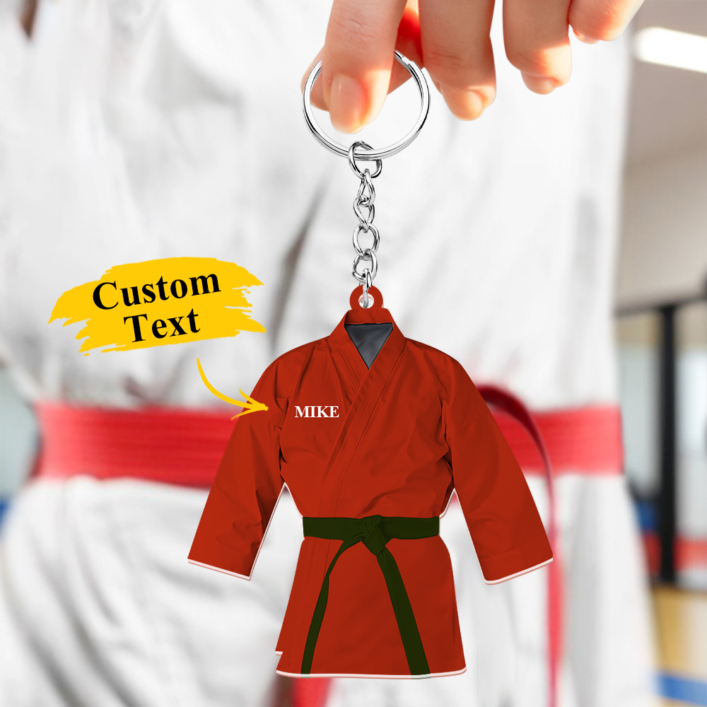 Custom Karate Uniform Acrylic Keychain With Text Unique Gift For Taekwondo Fighter - soufeelus