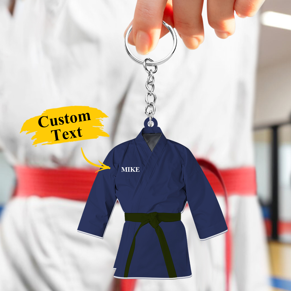 Custom Karate Uniform Acrylic Keychain With Text Unique Gift For Taekwondo Fighter - soufeelus