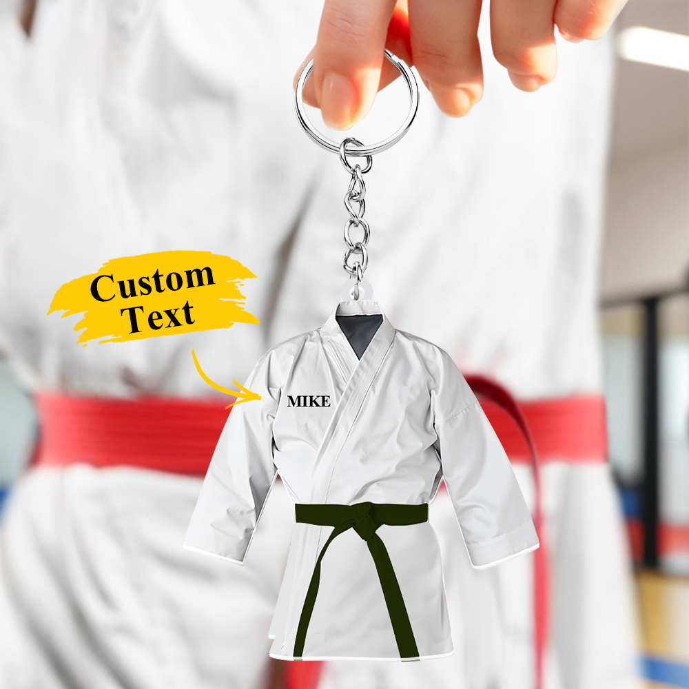 Custom Karate Uniform Acrylic Keychain With Text Unique Gift For Taekwondo Fighter - soufeelus