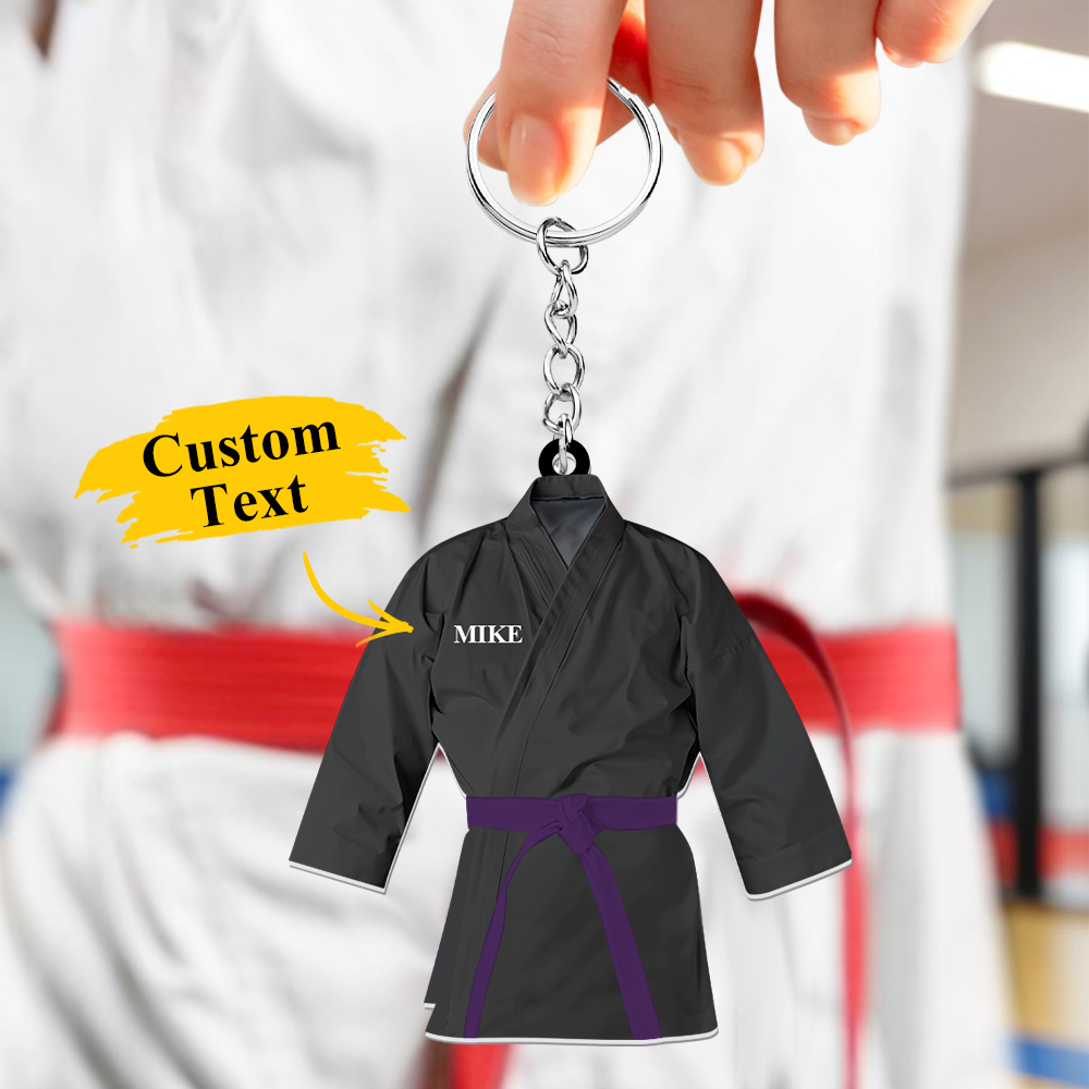 Custom Karate Uniform Acrylic Keychain With Text Unique Gift For Taekwondo Fighter - soufeelus