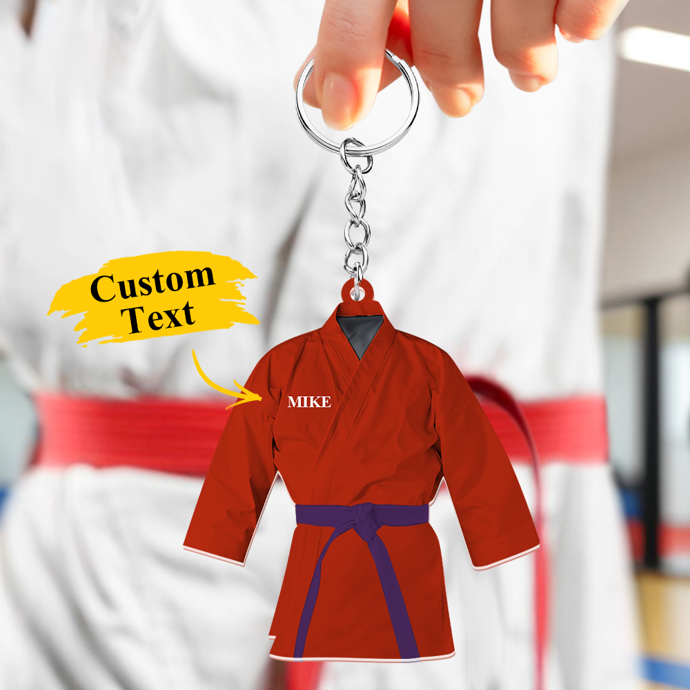 Custom Karate Uniform Acrylic Keychain With Text Unique Gift For Taekwondo Fighter - soufeelus