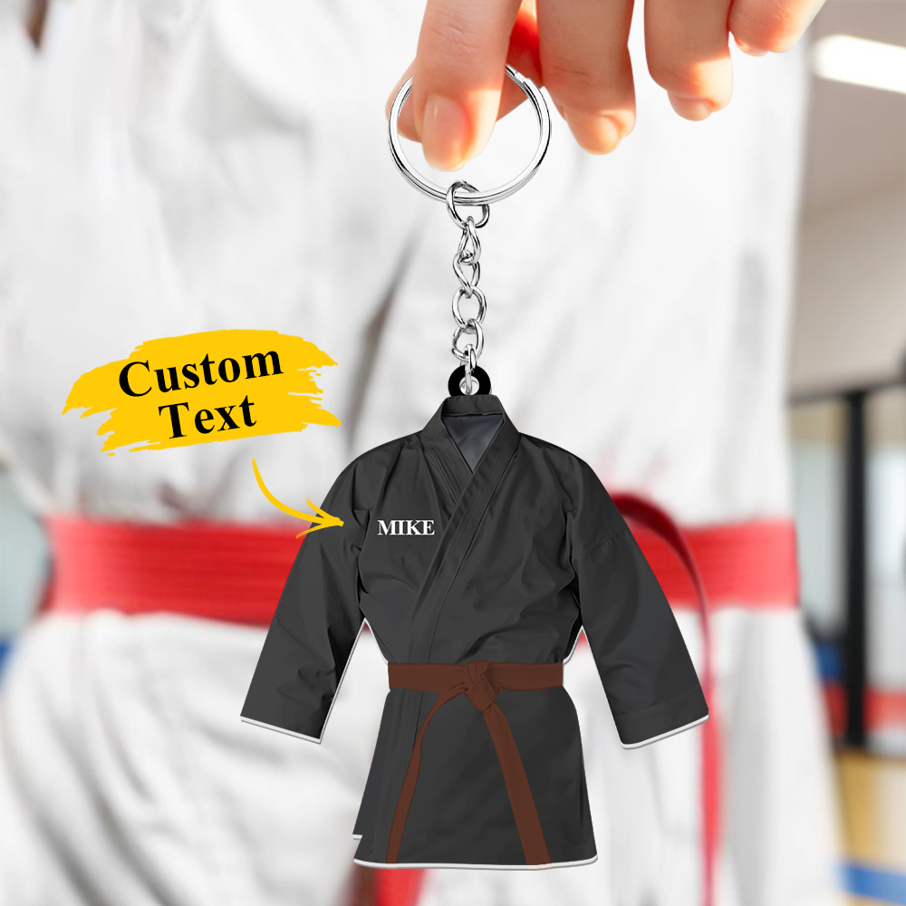 Custom Karate Uniform Acrylic Keychain With Text Unique Gift For Taekwondo Fighter - soufeelus