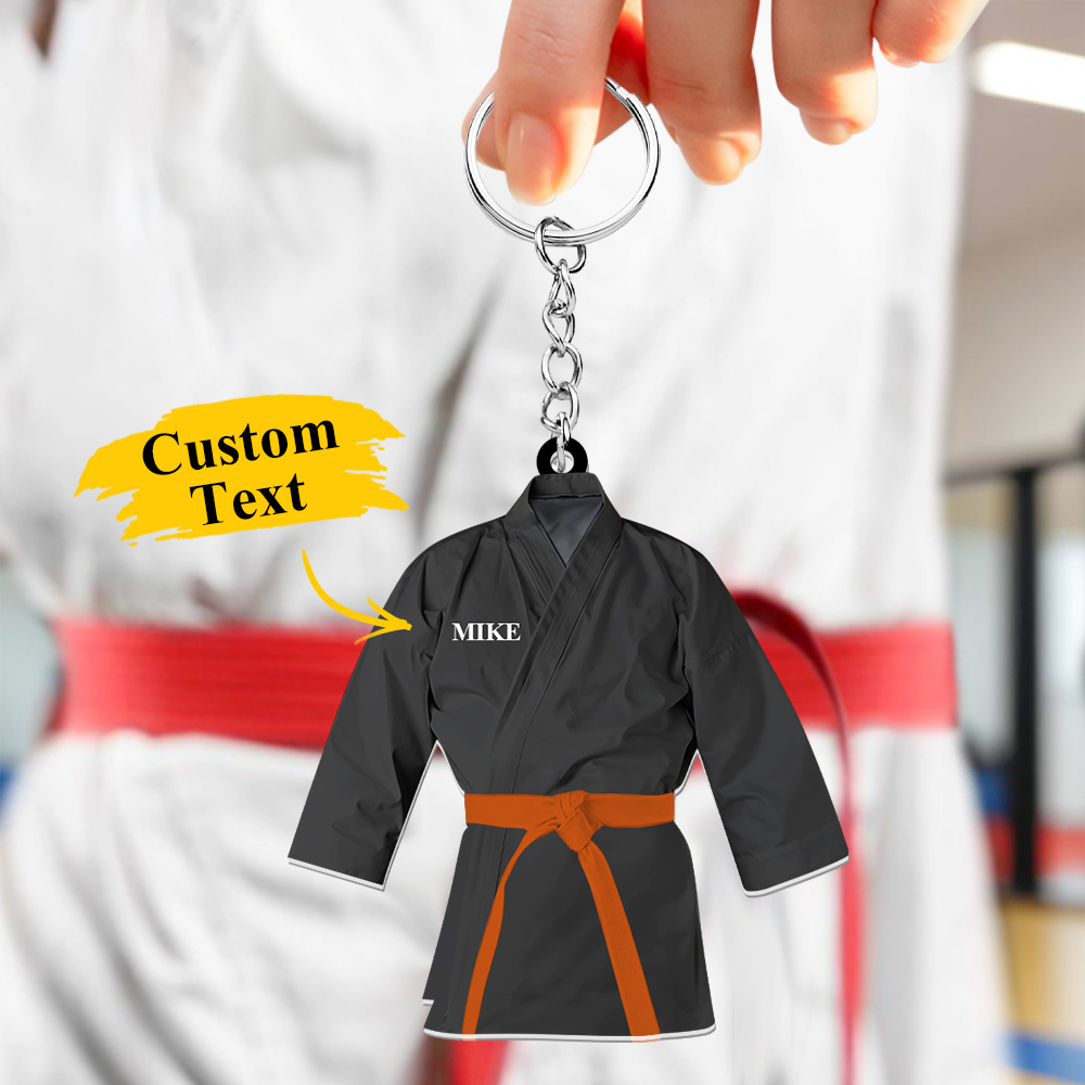 Custom Karate Uniform Acrylic Keychain With Text Unique Gift For Taekwondo Fighter - soufeelus