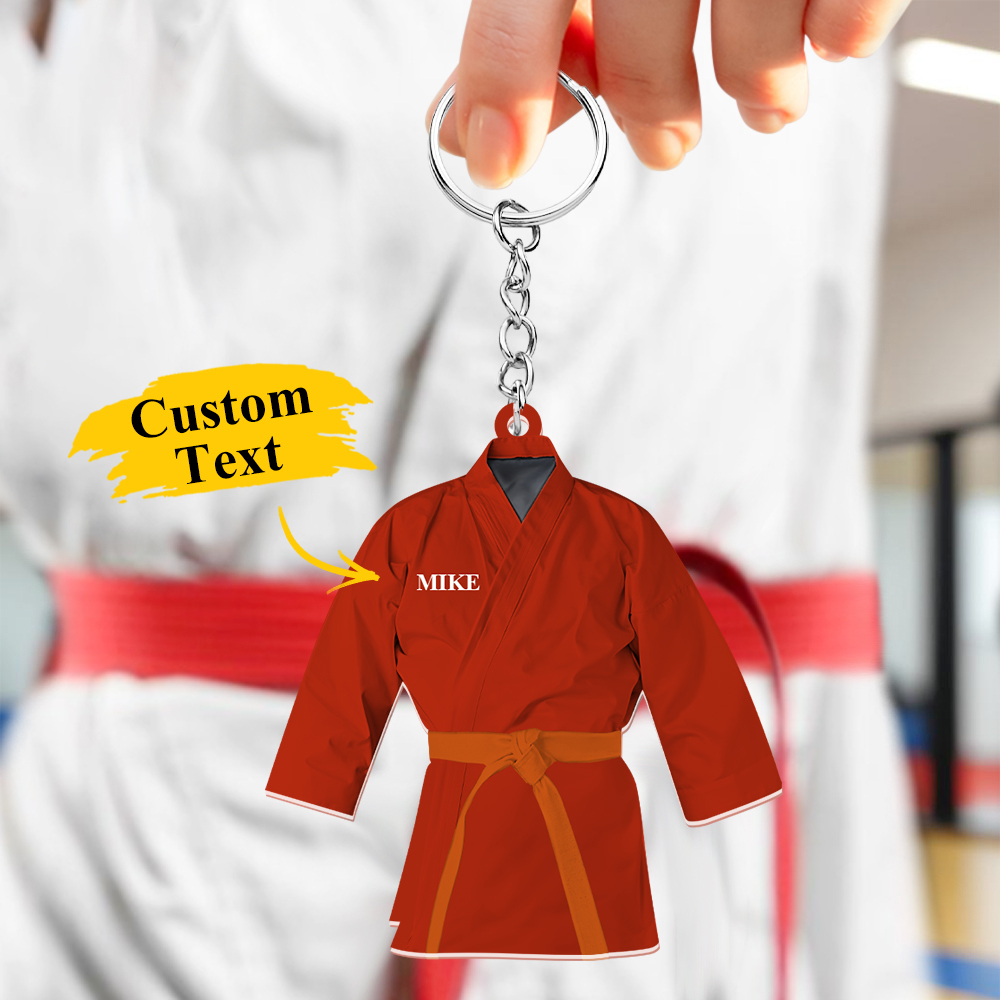 Custom Karate Uniform Acrylic Keychain With Text Unique Gift For Taekwondo Fighter - soufeelus