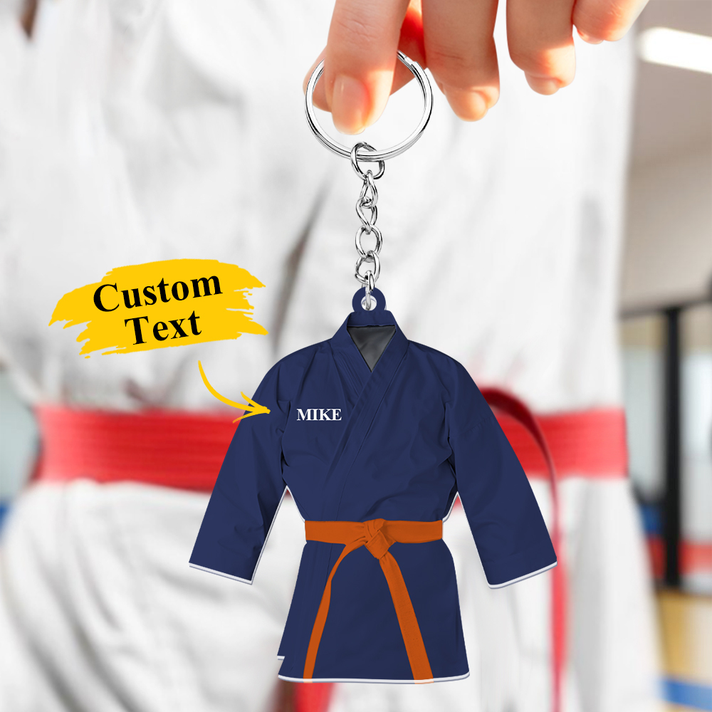 Custom Karate Uniform Acrylic Keychain With Text Unique Gift For Taekwondo Fighter - soufeelus