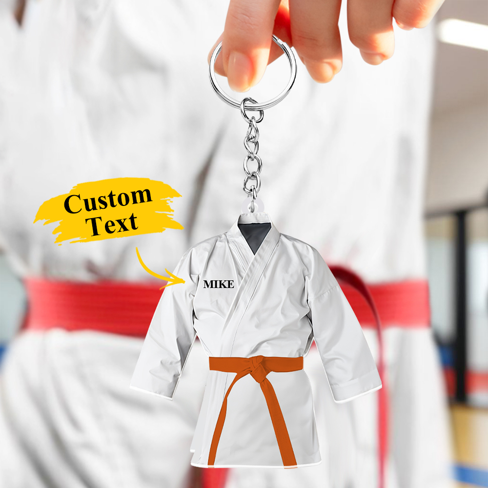 Custom Karate Uniform Acrylic Keychain With Text Unique Gift For Taekwondo Fighter - soufeelus
