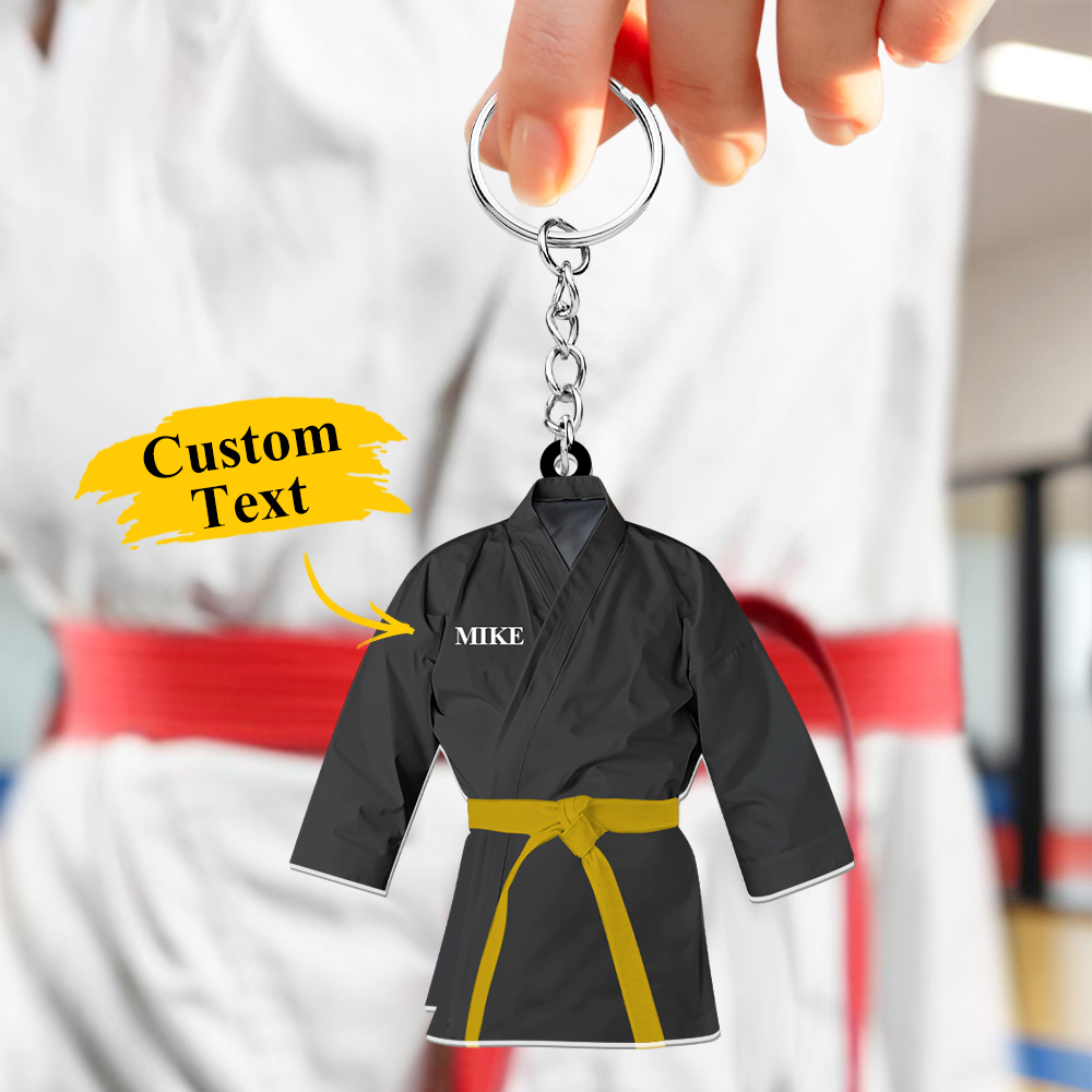 Custom Karate Uniform Acrylic Keychain With Text Unique Gift For Taekwondo Fighter - soufeelus
