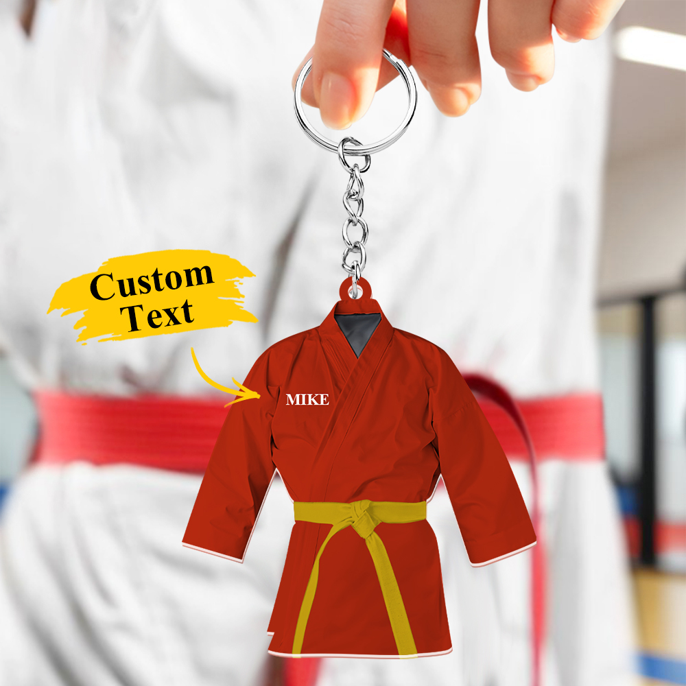 Custom Karate Uniform Acrylic Keychain With Text Unique Gift For Taekwondo Fighter - soufeelus
