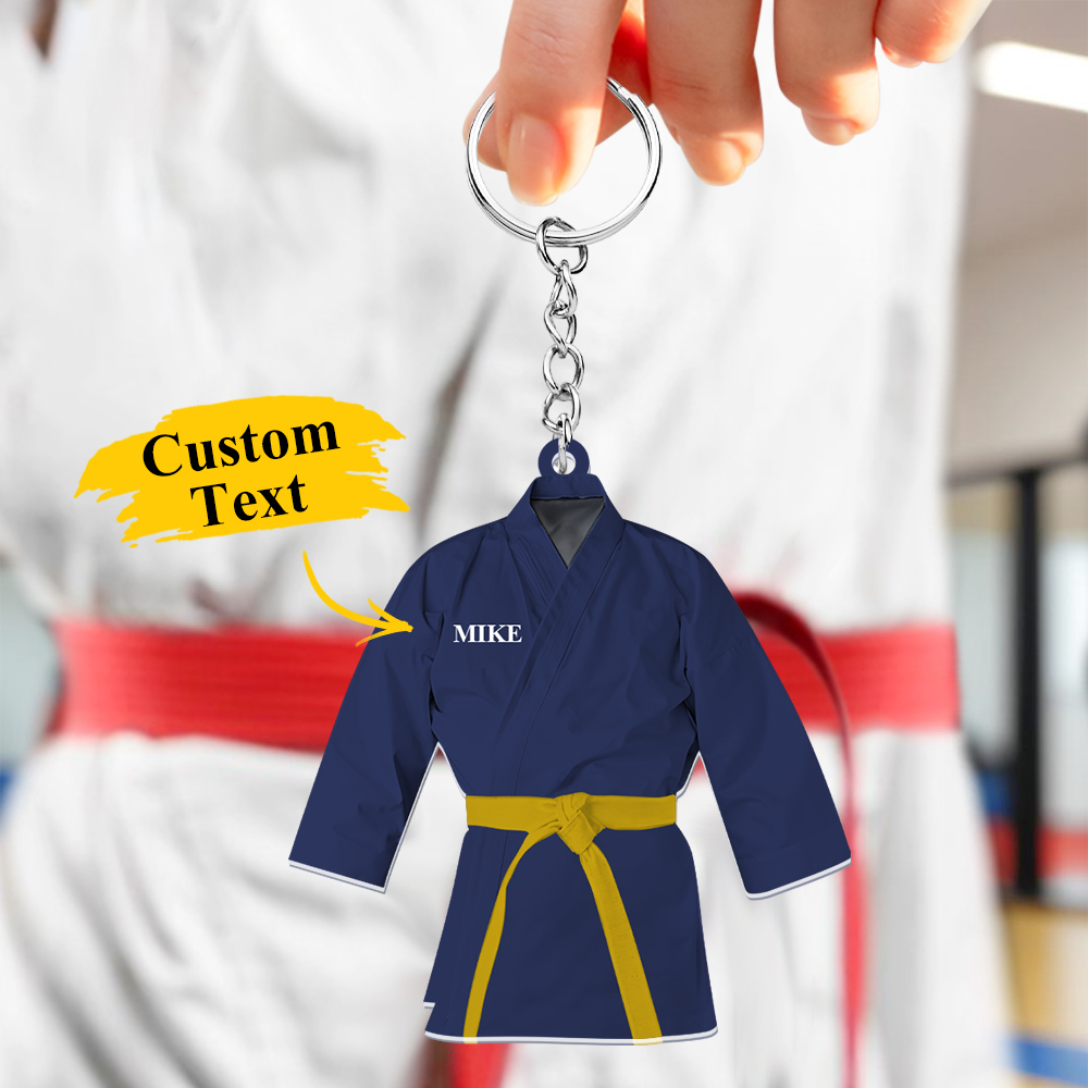 Custom Karate Uniform Acrylic Keychain With Text Unique Gift For Taekwondo Fighter - soufeelus