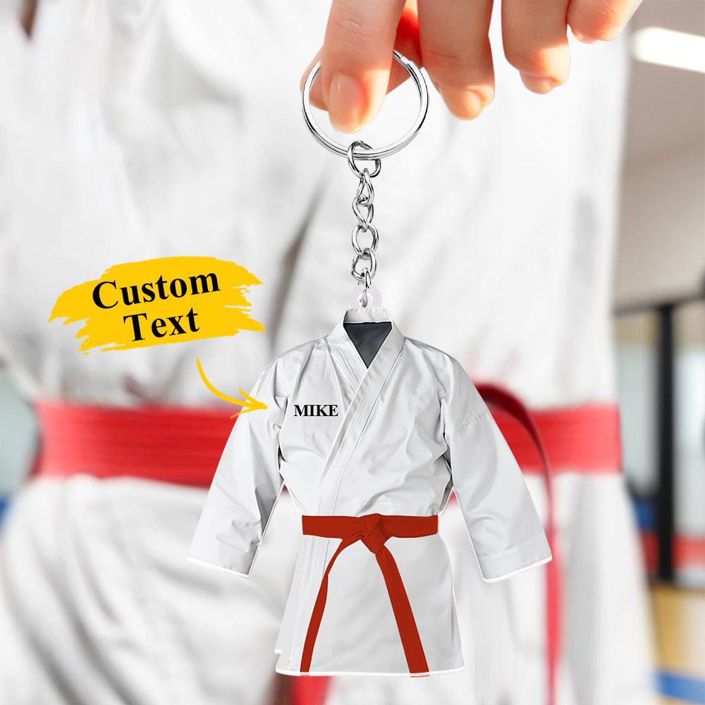 Custom Karate Uniform Acrylic Keychain With Text Unique Gift For Taekwondo Fighter - soufeelus
