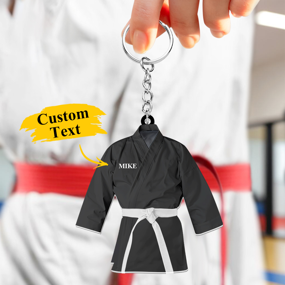 Custom Karate Uniform Acrylic Keychain With Text Unique Gift For Taekwondo Fighter - soufeelus