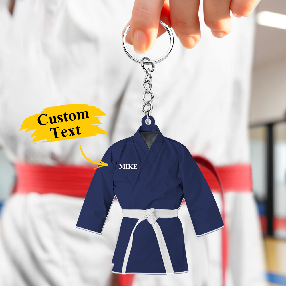 Custom Karate Uniform Acrylic Keychain With Text Unique Gift For Taekwondo Fighter - soufeelus