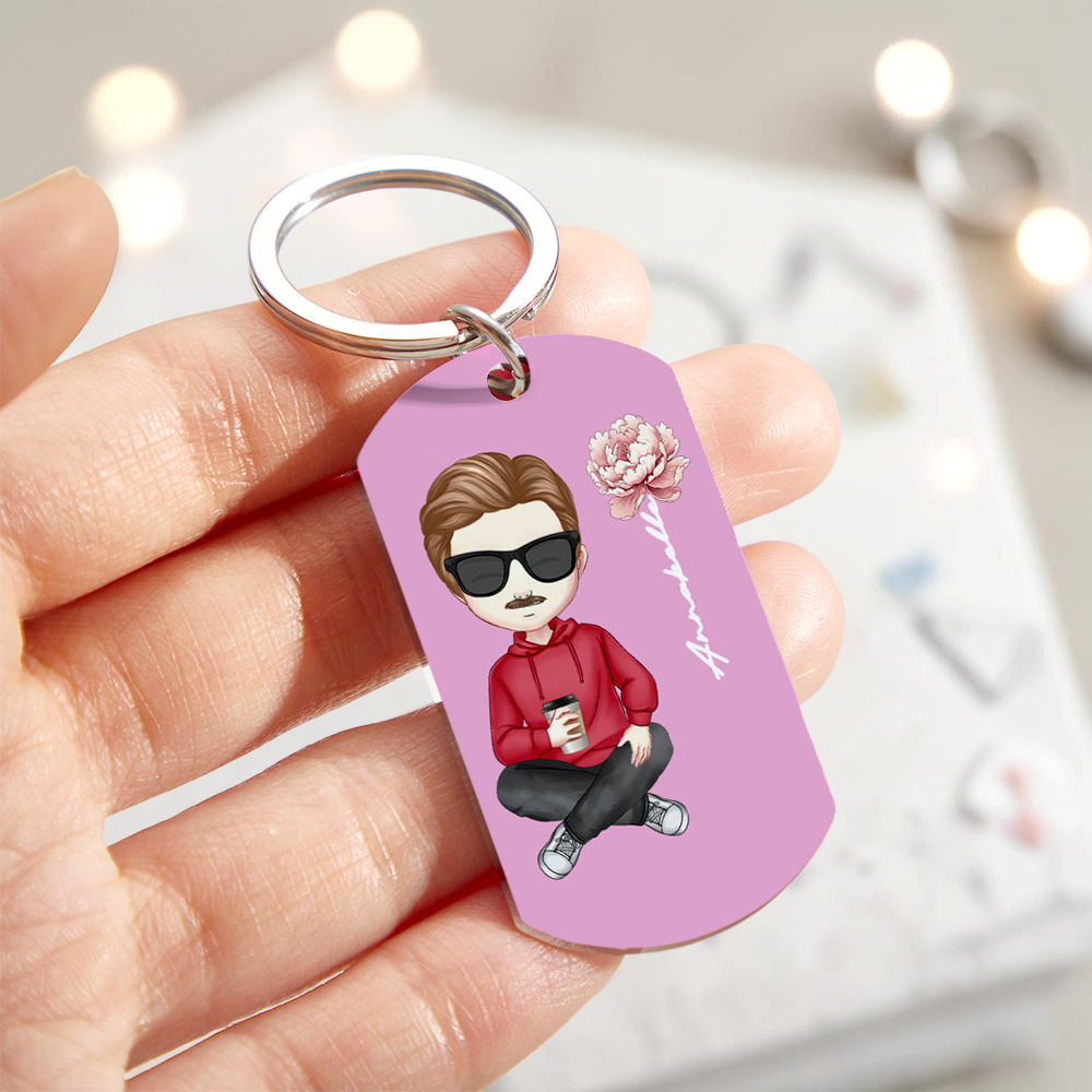 Personalized Cute Cartoon Birth Flower Calendar Keychain Birthday Back to School Gift for Kids