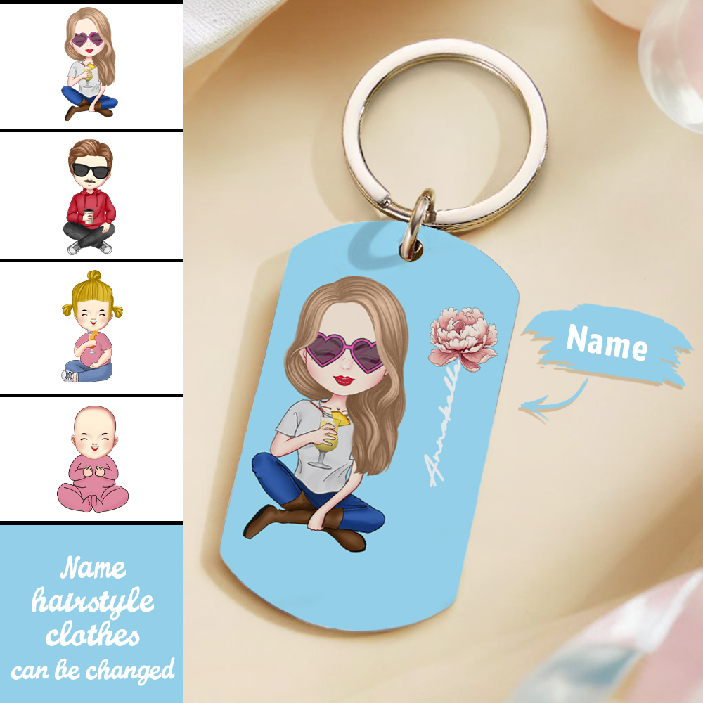 Personalized Cute Cartoon Birth Flower Calendar Keychain Birthday Back to School Gift for Kids