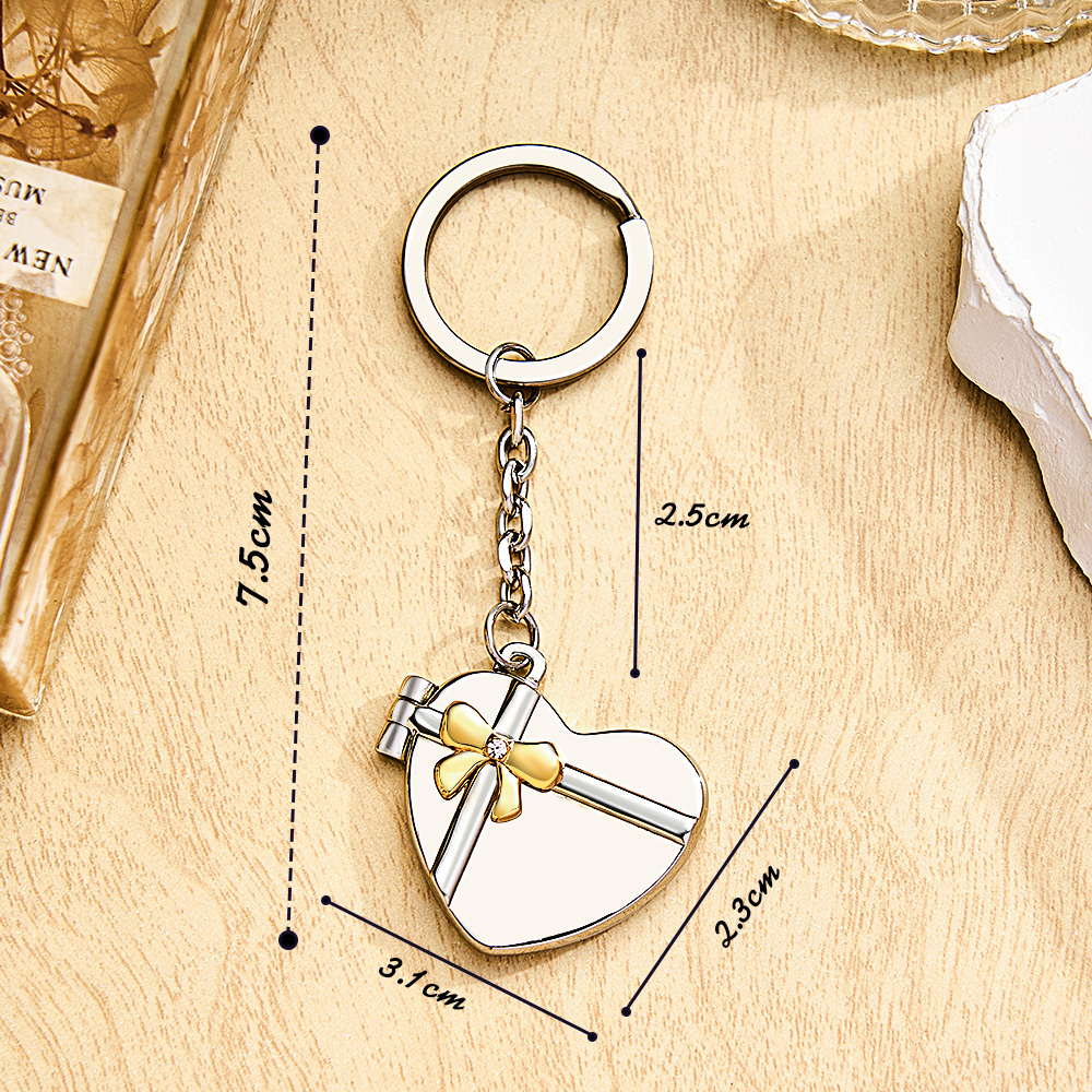 Custom Heart Photo Frame Keychain Couple Gifts