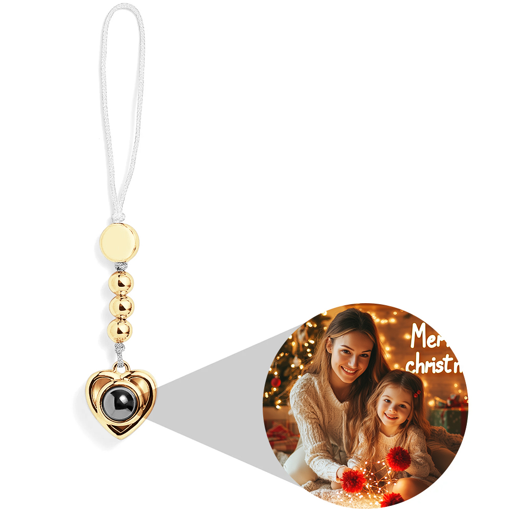 Personalized Heart Photo Phone Charm Custom Photo Projection Gem Meaningful Gift for Her Christmas Gift