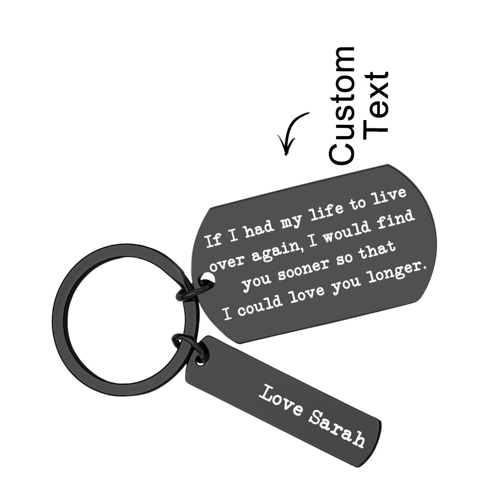 Love You Longer Keyring Engraved Keychain Custom Name For Couple