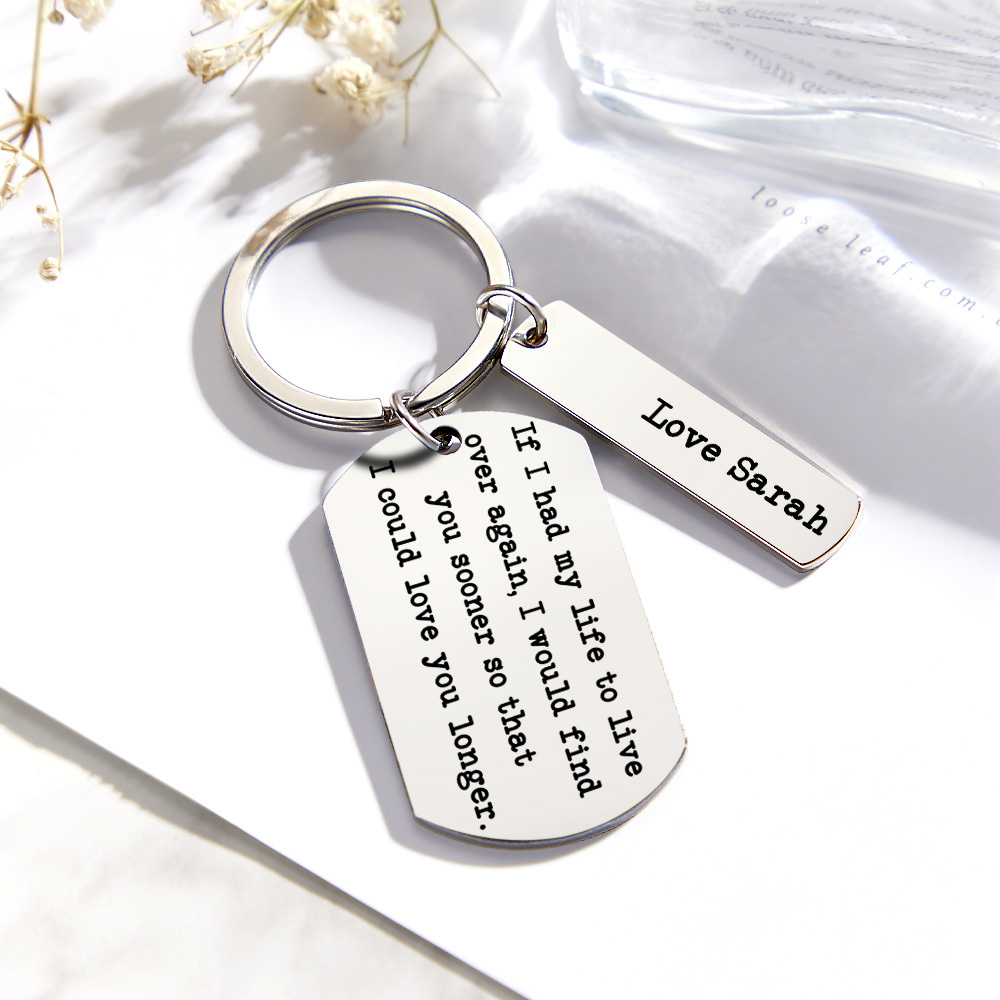 Love You Longer Keyring Engraved Keychain Custom Name For Couple
