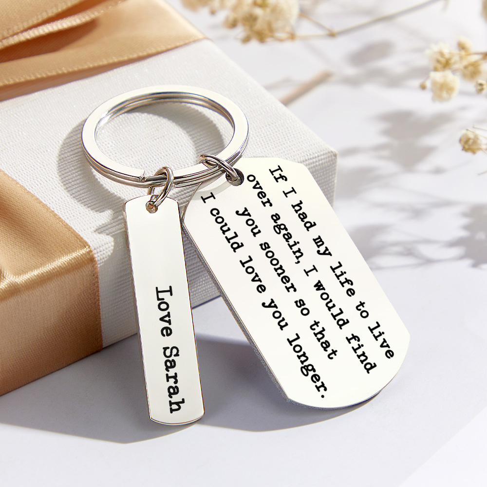 Love You Longer Keyring Engraved Keychain Custom Name For Couple