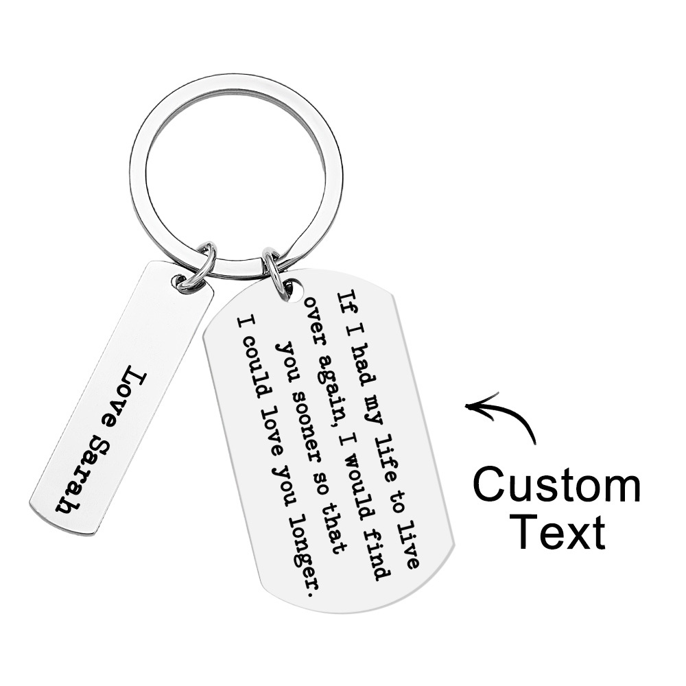 Love You Longer Keyring Engraved Keychain Custom Name For Couple