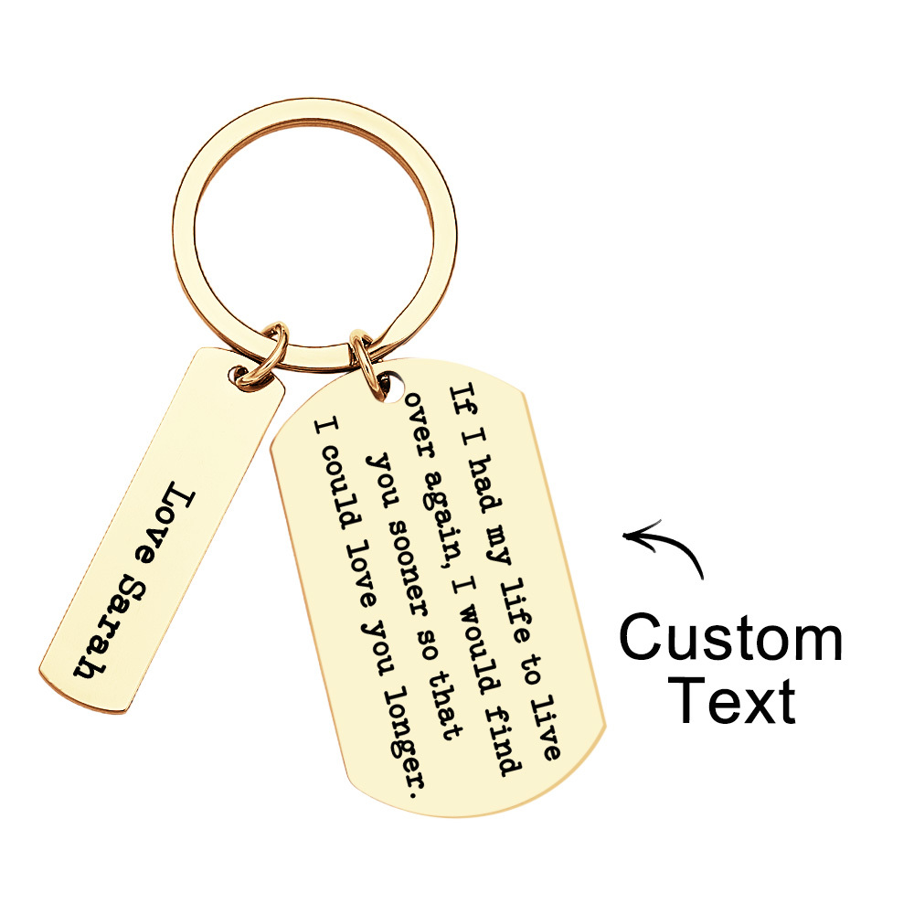 Love You Longer Keyring Engraved Keychain Custom Name For Couple