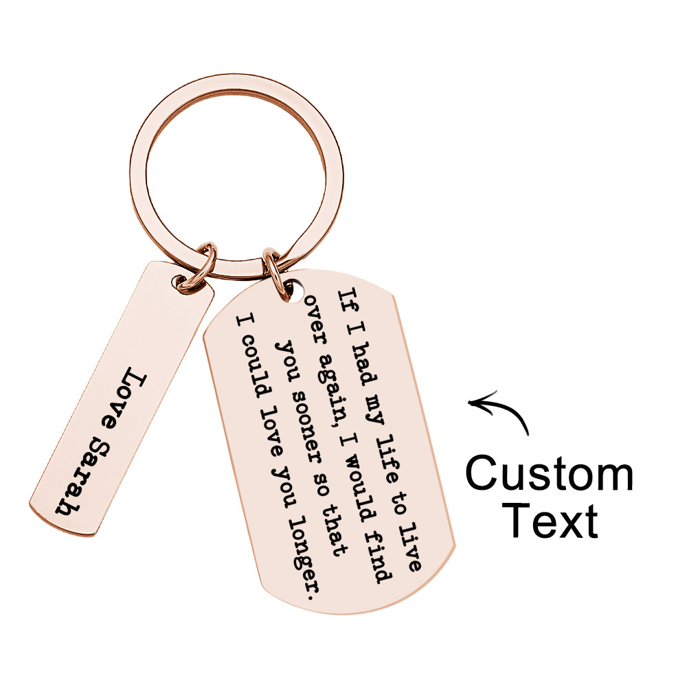 Love You Longer Keyring Engraved Keychain Custom Name For Couple