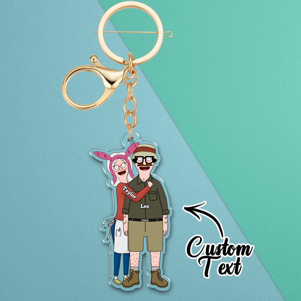 Personalized Funny Burger Couple Acrylic Keychain Custom Cartoon Character Gift Anniversary Gift Love Token