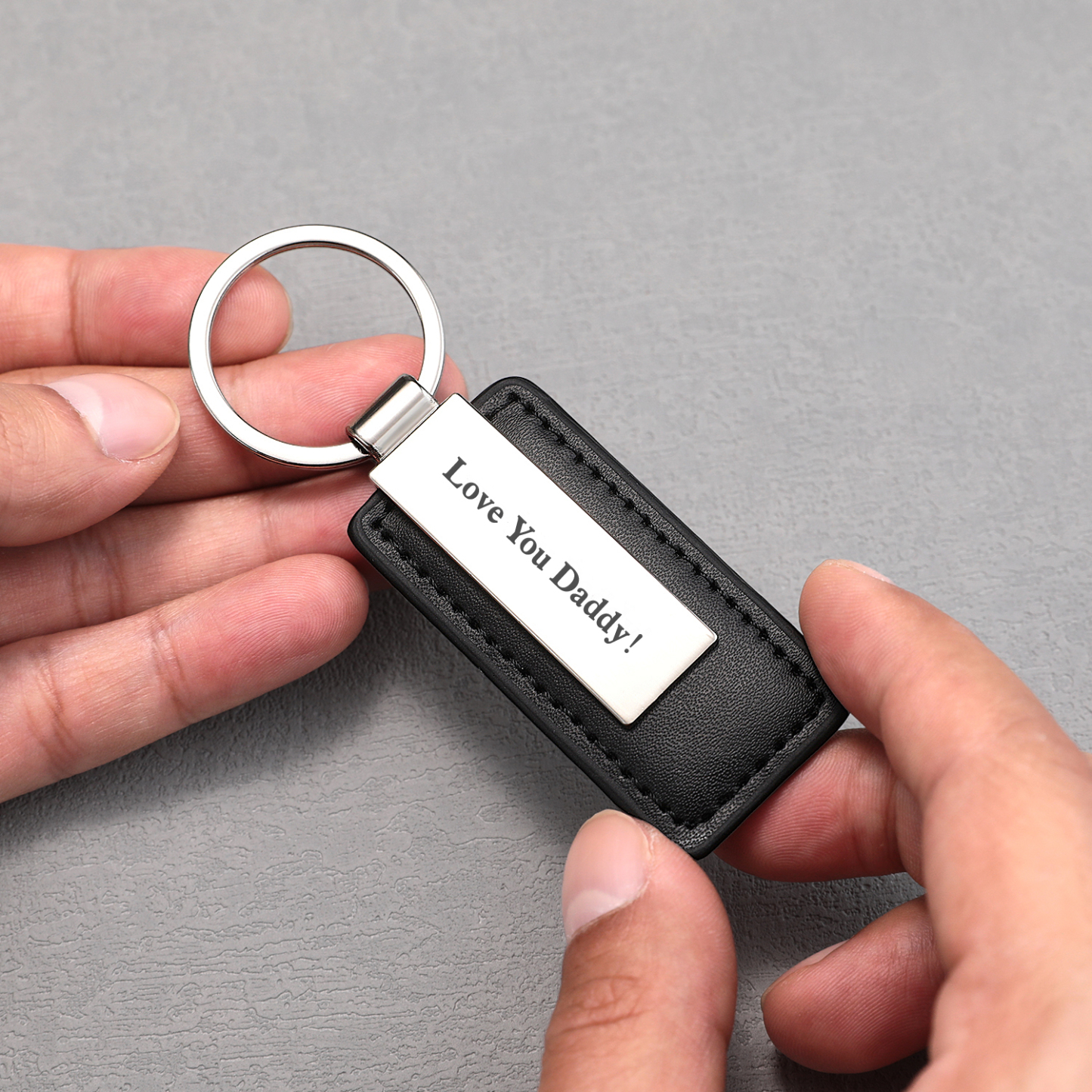 Personalized Keychains Engraved Metal or Leather Keychain Custom Key Chain for Car Keys Father's Day Gift