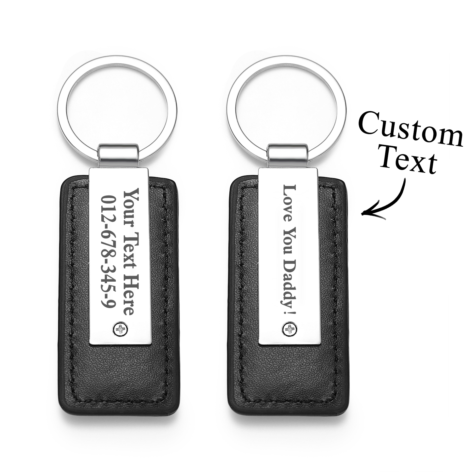 Personalized Keychains Engraved Metal or Leather Keychain Custom Key Chain for Car Keys Father's Day Gift