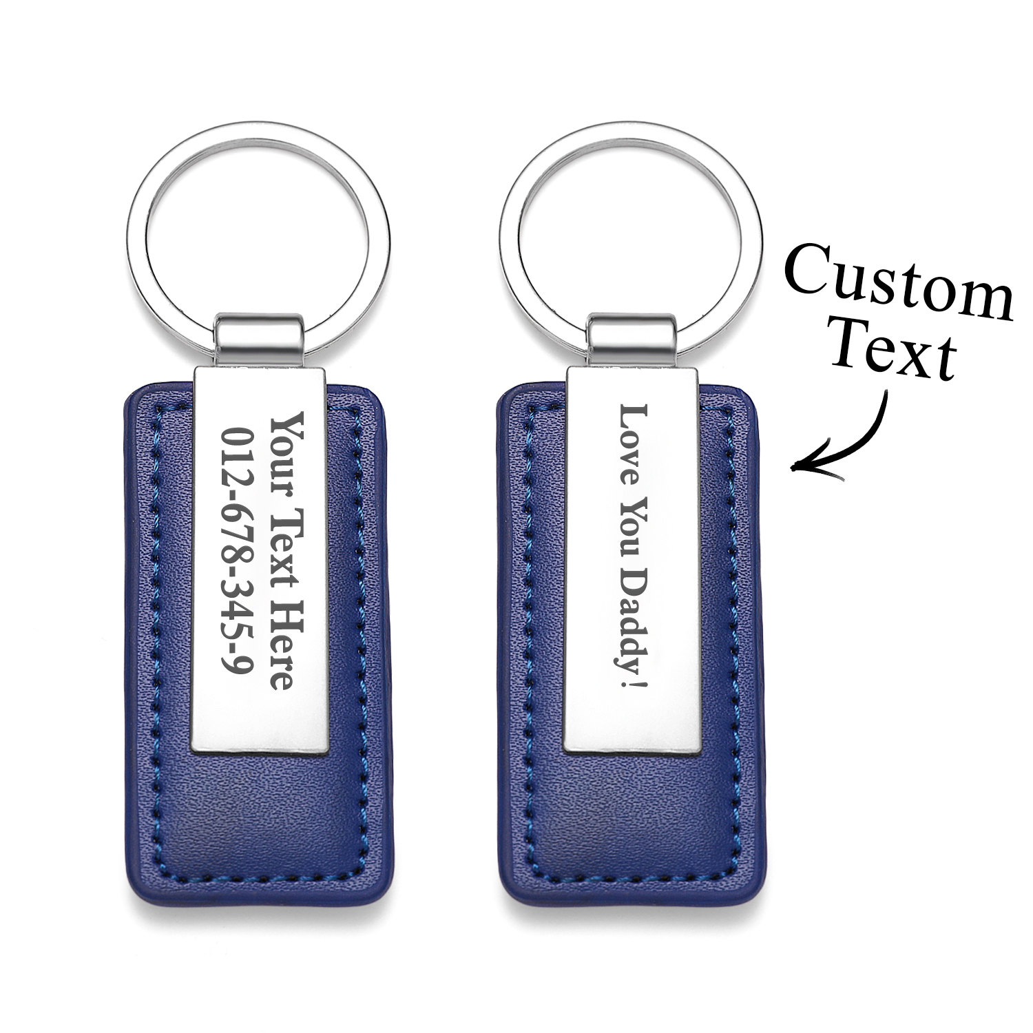 Personalized Keychains Engraved Metal or Leather Keychain Custom Key Chain for Car Keys Father's Day Gift
