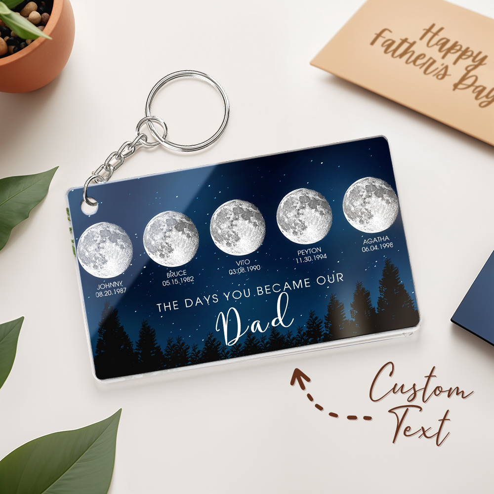 Personalized Starry Night The Day You Became Dad Keychain Custom Dad Acrylic Keychain Custom Birth Moon Phase Father's Day Gift - soufeelus