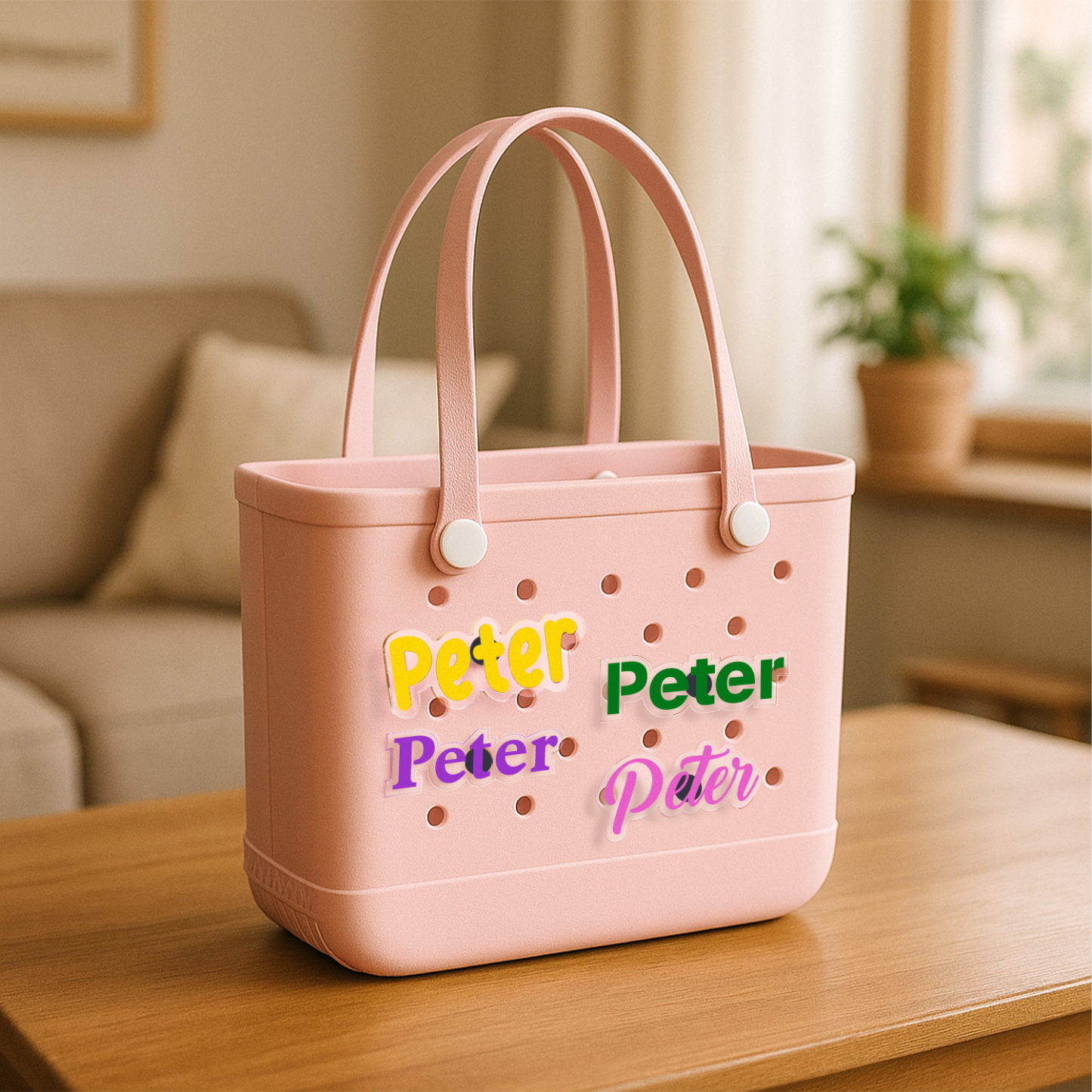 Custom Bag Charms with Photo Text Personalized Tote Bag Charms Acrylic Beach Bag Accessories Charms Beach Tote Decoration
