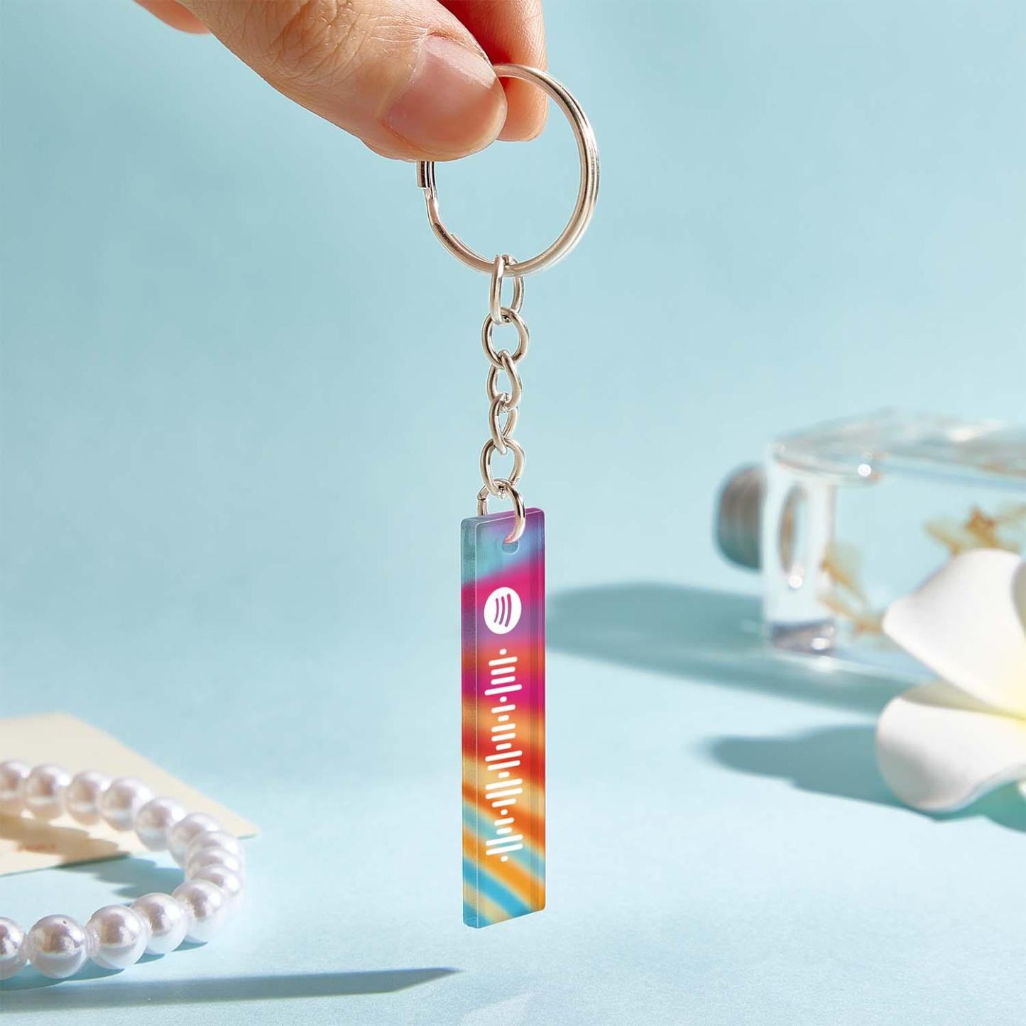 Custom Multicolor Spotify Keychain Scannable Keyring Personalized Acrylic Code Keychain Music Gift Couple Gift