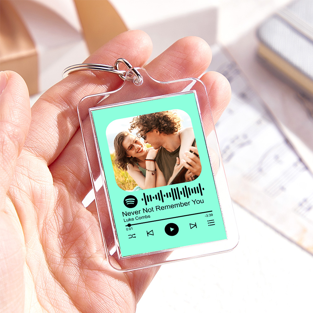 Custom Spotify Code Keychain Colorful Keychain Photo Keychain Acrylic with Pouch - soufeelus