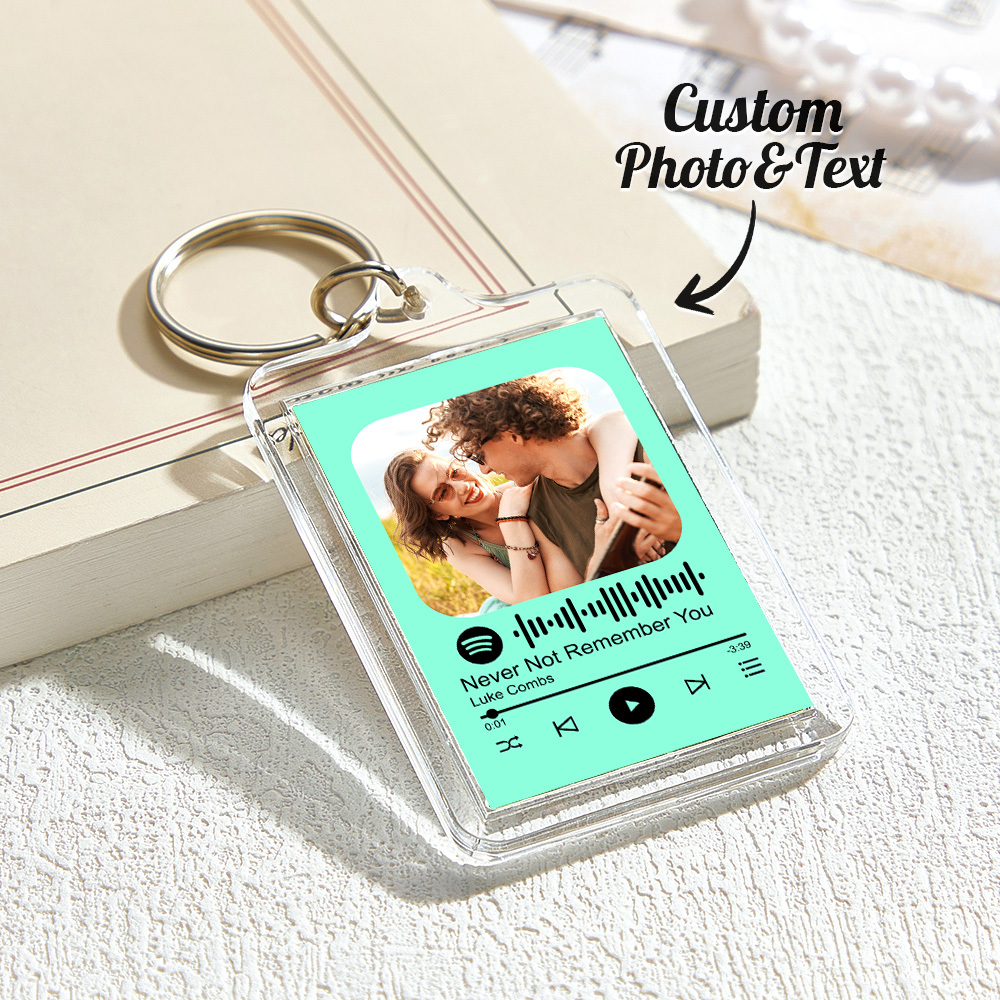 Custom Spotify Code Keychain Colorful Keychain Photo Keychain Acrylic with Pouch - soufeelus