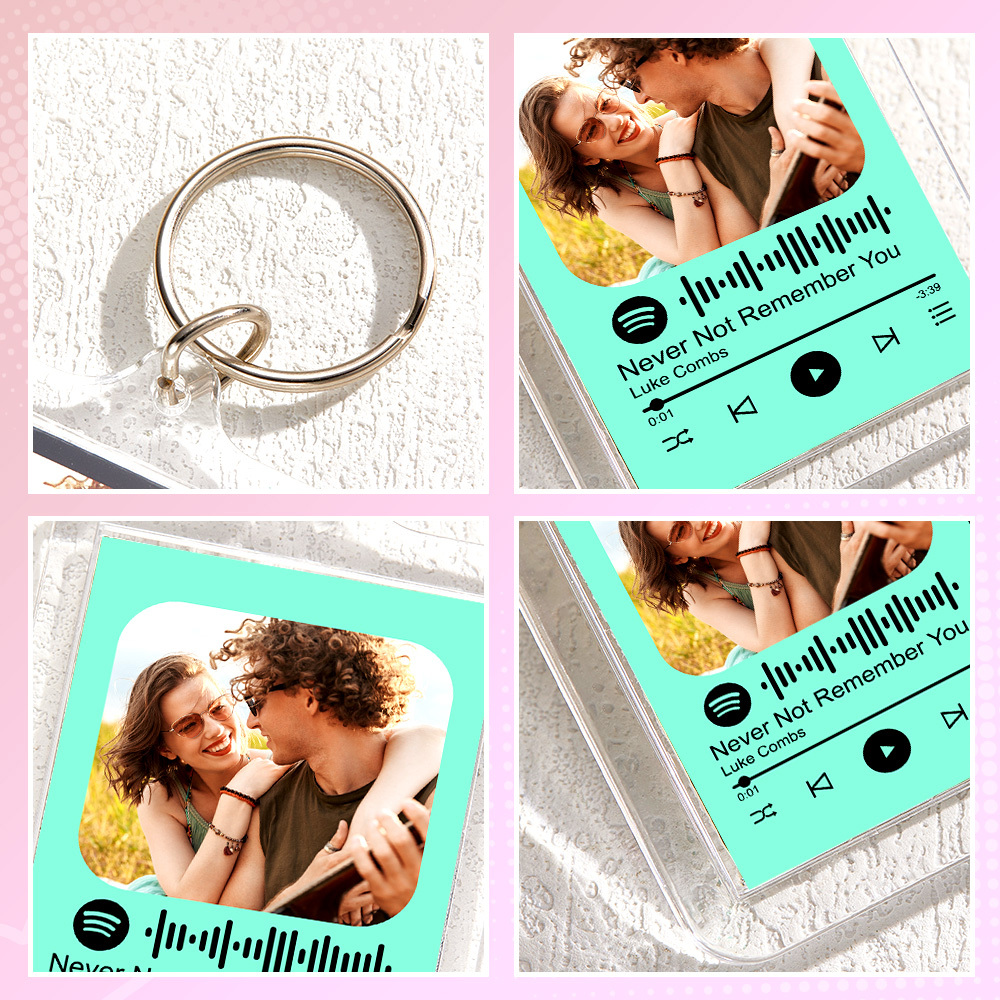 Custom Spotify Code Keychain Colorful Keychain Photo Keychain Acrylic with Pouch - soufeelus