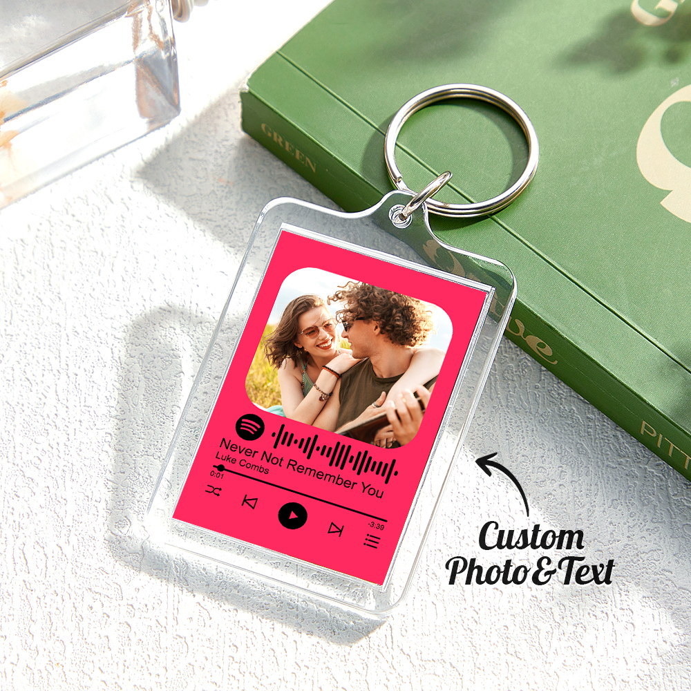Custom Spotify Code Keychain Colorful Keychain Photo Keychain Acrylic with Pouch - soufeelus