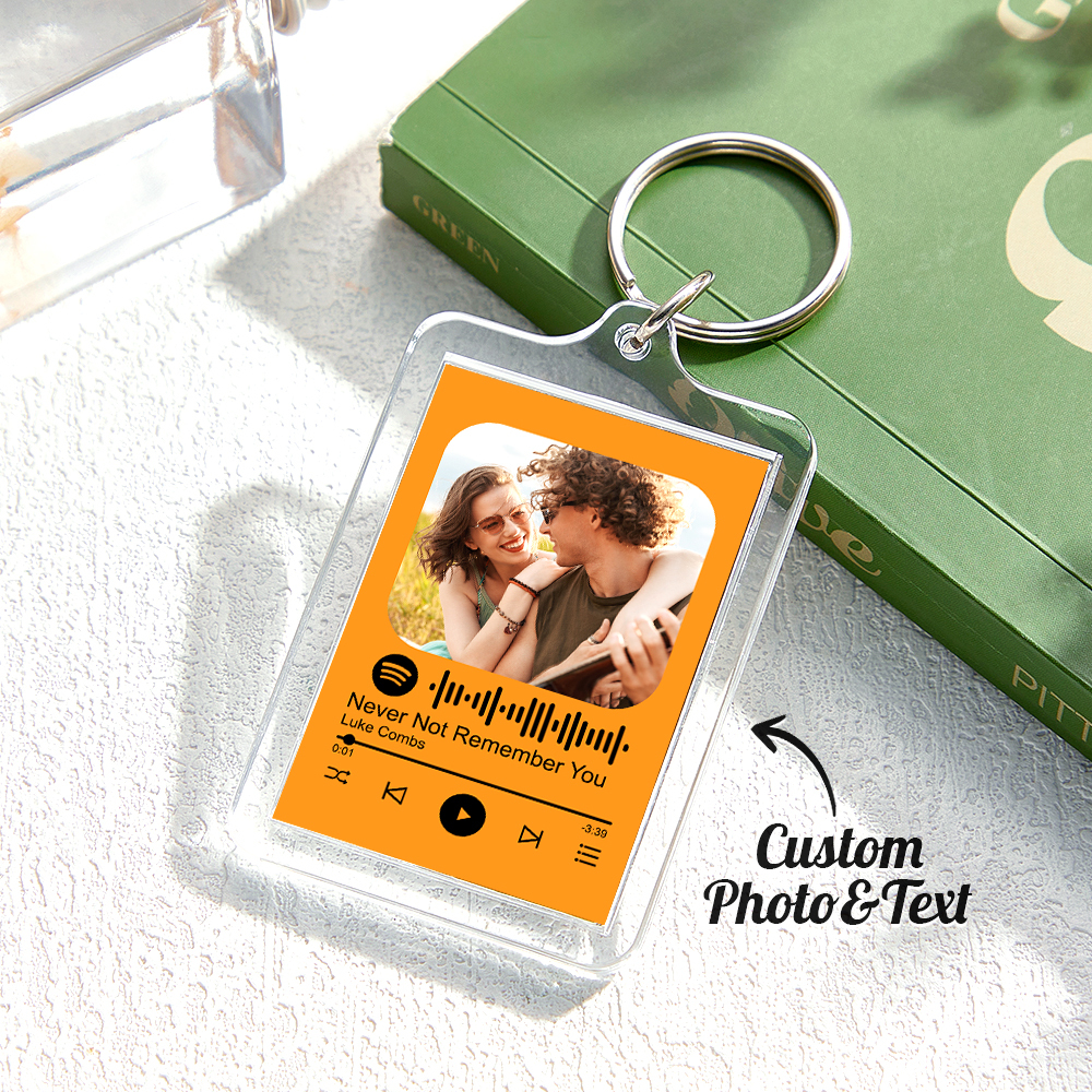 Custom Spotify Code Keychain Colorful Keychain Photo Keychain Acrylic with Pouch - soufeelus