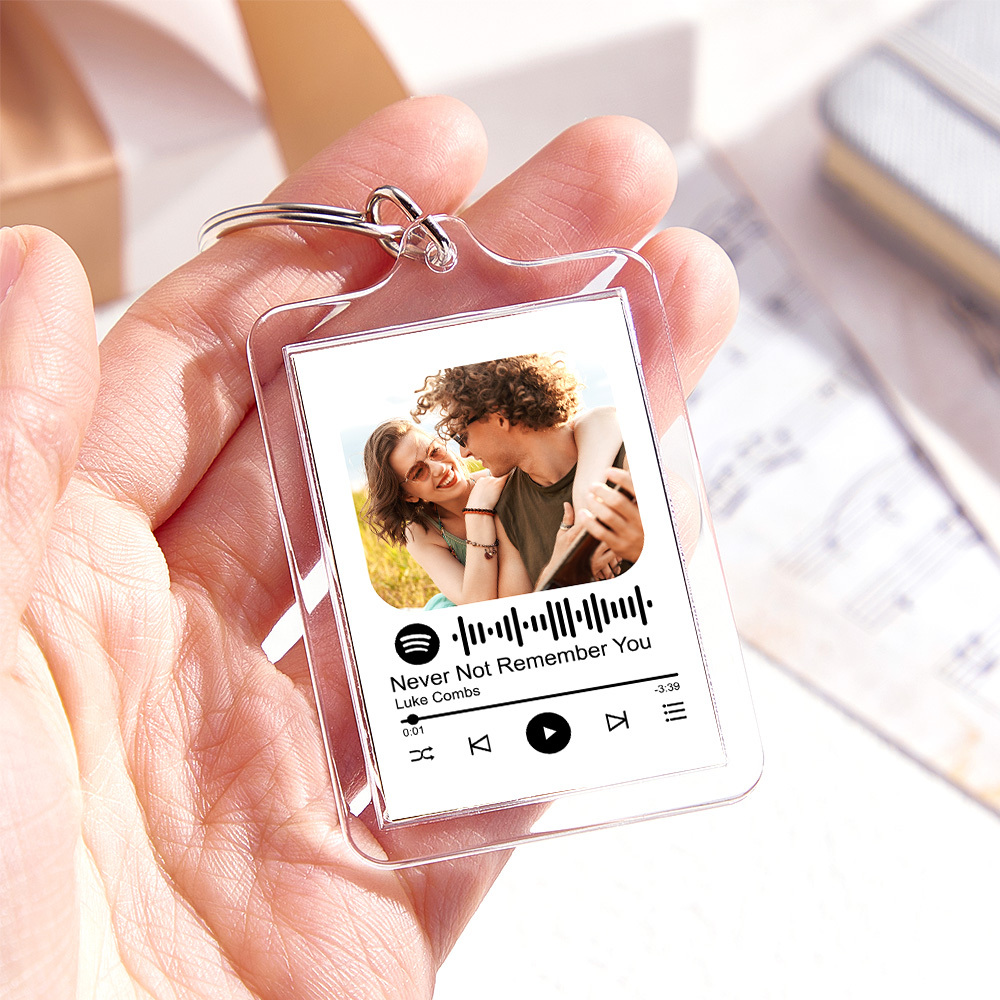 Custom Spotify Code Keychain Colorful Keychain Photo Keychain Acrylic with Pouch - soufeelus