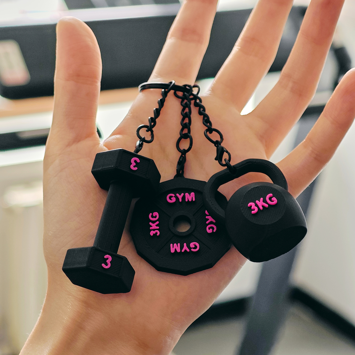 Personalized 3D Printed Dumbbell Kettlebell Weight Plate Mix Bag Charm Keychain with Name Birthday Gym Sports Gift for Fitness Enthusiasts