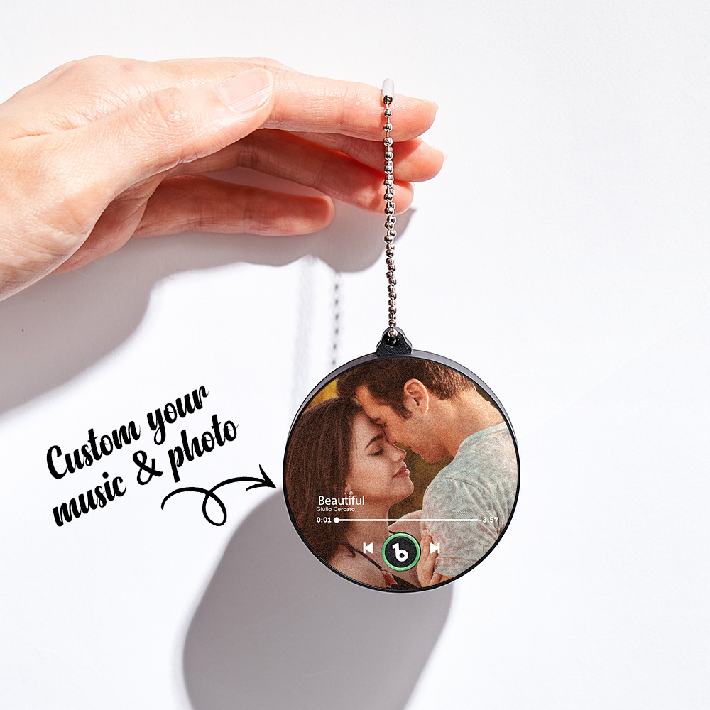 Custom Photo Music Keychain Music Box Bag Charm That Plays Music Without Cell Phone Anniversary Gifts