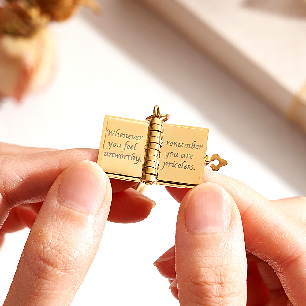 Personalized My Little Star Book Necklace – A Letter to My Daughter in a Locket, Adjustable Pendant with Message Inside, Meaningful Jewelry Gift