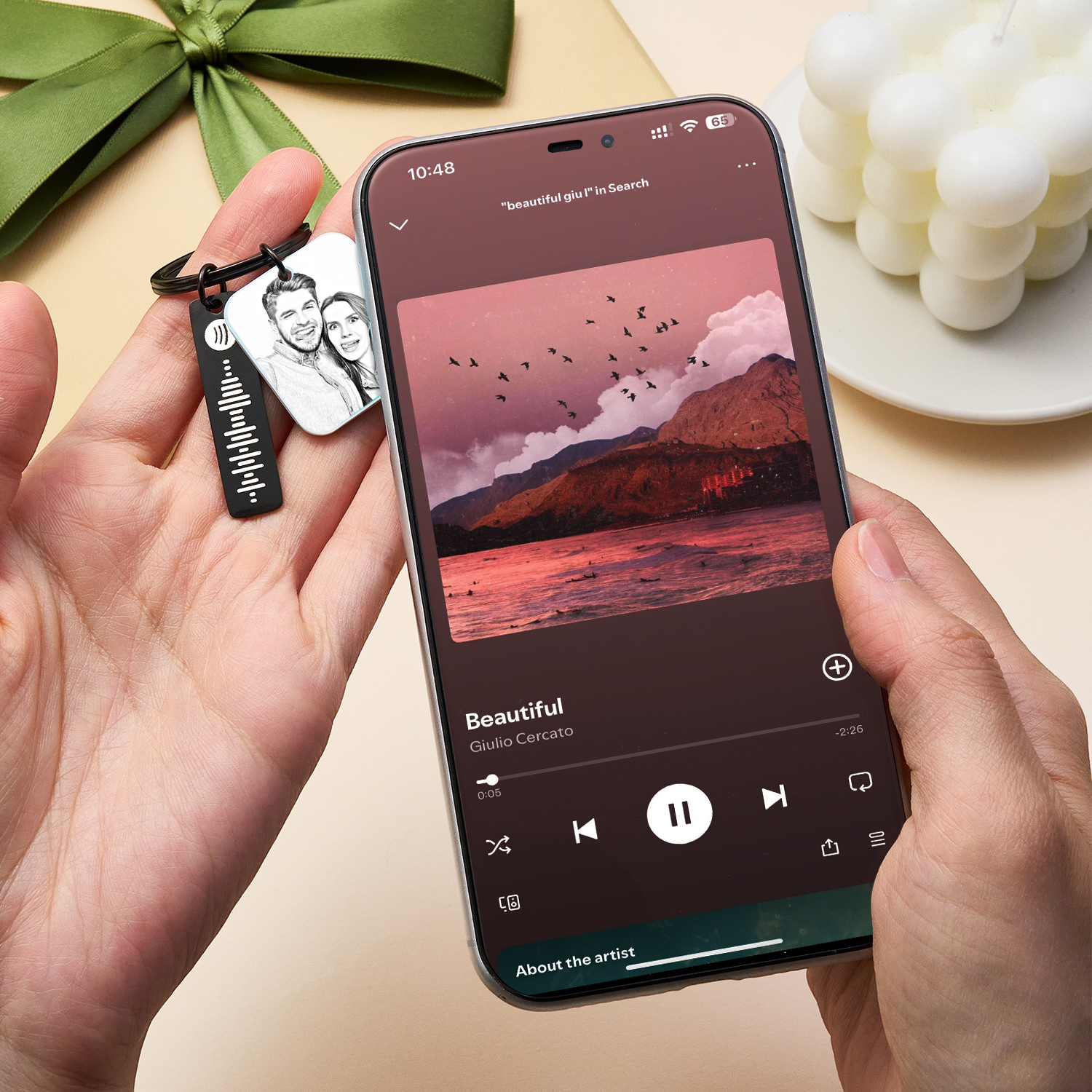 Custom NFC Music Song Keychain Scannable Spotify Code Keychain Music Gift - soufeelus
